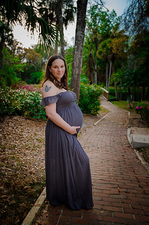 Pregnant woman in a long dress